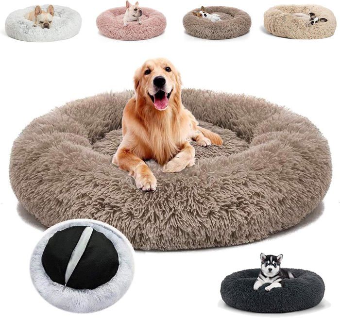 Meilleurs prix pour Coussin Apaisant Chien,Panier Grande Taille Dehoussable Et Lavable,Lit Pour Chien Donut(Taille Et Couleur Au Choix)S50Cm,Marron