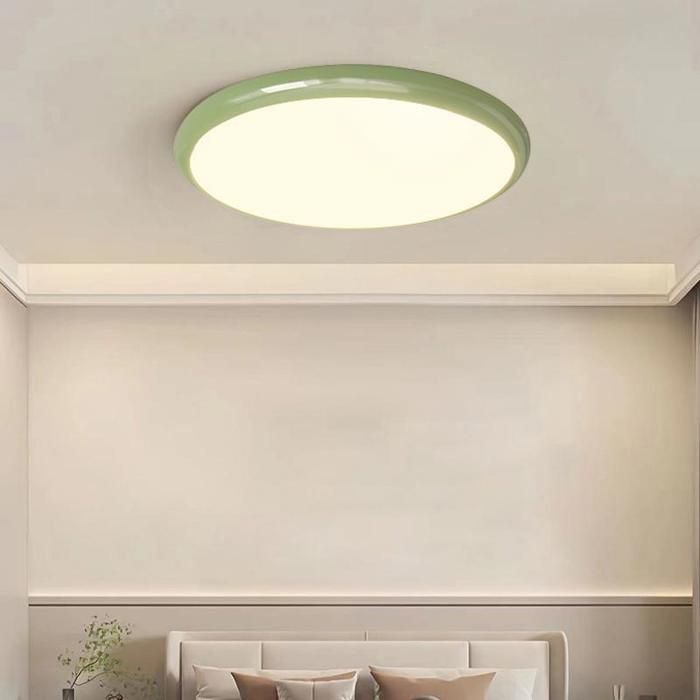 WOTTES LED Plafonnier Style Crème Vert - Étanche IP44 Rond Lampe Moderne pour Salon Chambre Balcon - Blanc Neutre - Ø30*30CM