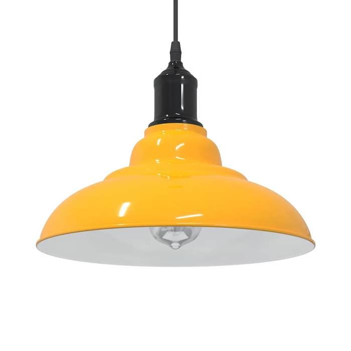 vidaXL Lampe suspendue réglable hauteur E27 jaune brillant Ø31cm métal éclairage suspendu éclairage suspendu de cuisine 4103439