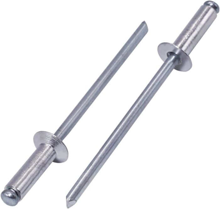 SKIR'CO (100 stuks) Verzinkte stalen blindklinknagels 5,0 x 12 mm, stalen doorn, popklinknagels, koepelkop, DIN 7337 klinknagels