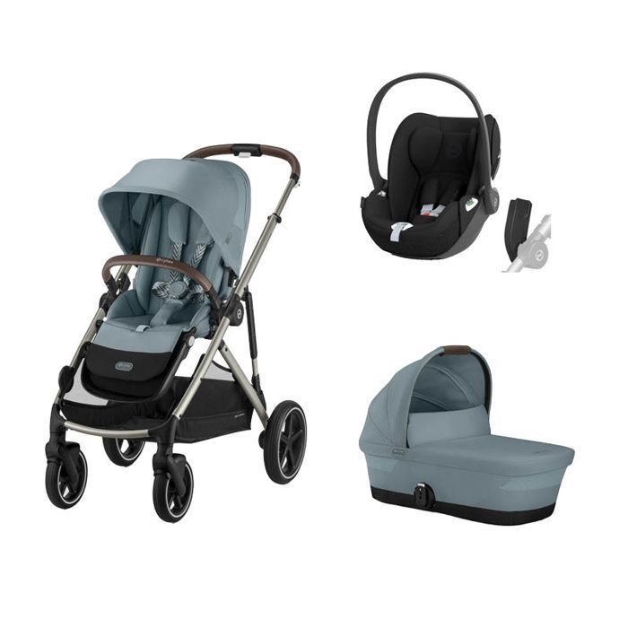 CYBEX - Poussette Trio Gazelle S Tpe Nacelle Stormy Blue Cloud T Sepia Black Cybex
