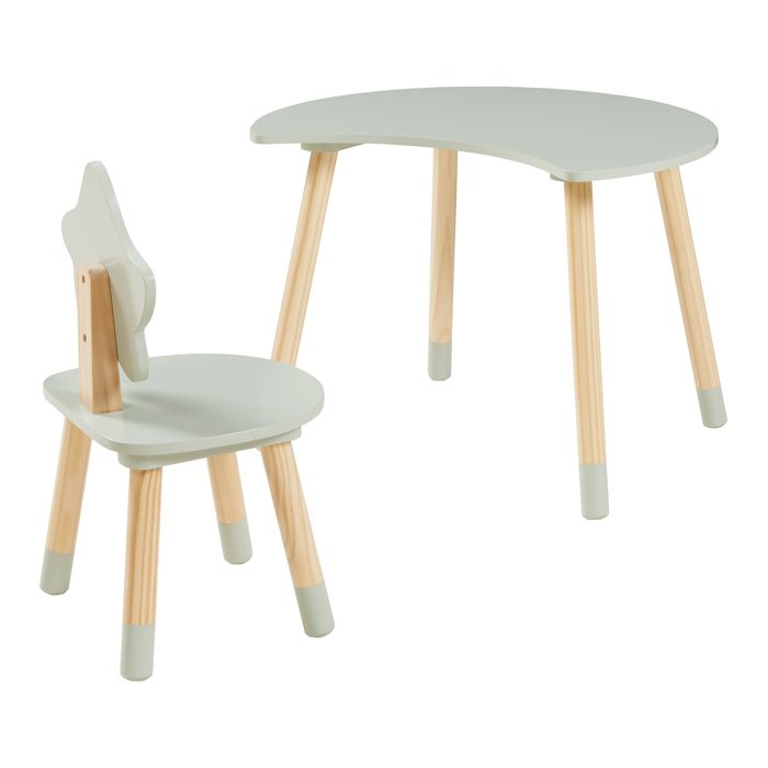 Bureau pour enfant avec chaise Lallega vert menthe naturel