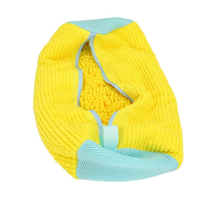 Sacs Lavage Chaussures Réutilisables - Nettoyage Machine 360° - 2 Pièces 40x20 Cm Avec Fermeture éclair - Jaune