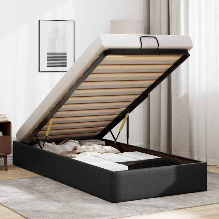 SALE 2025Structure/Cadre de lit ottoman - Lit 1 personne - noir 80x200 cm similicuir34.12 Kg 1781