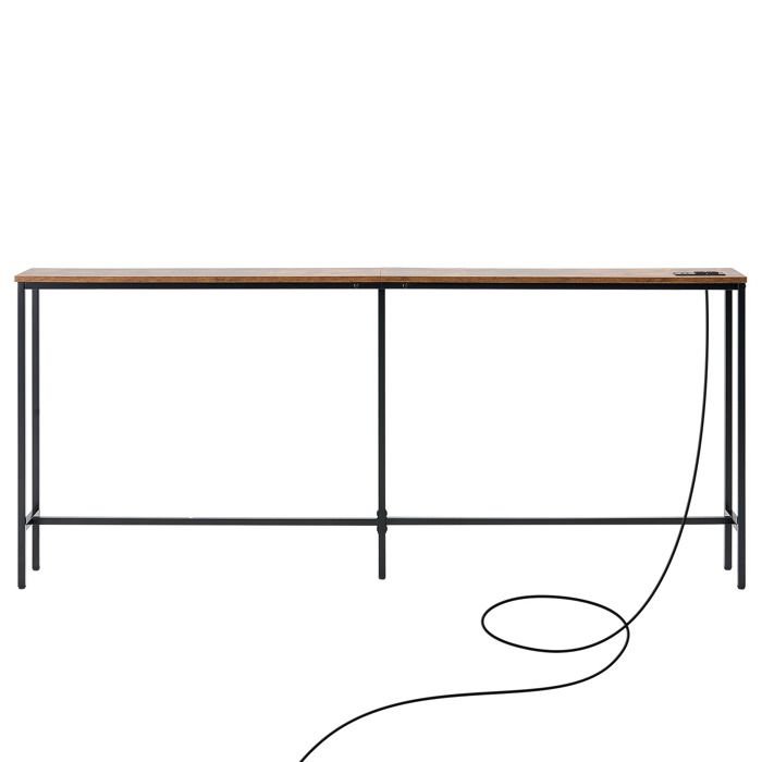 Table Console étroite - DUOKU - YJXXGZ-001 - 180 cm - Meuble dentrée avec prises électriques - Marron + Noir