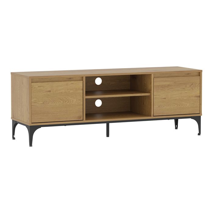 Meuble TV Kistiandi 140 x 40 x 50 cm effet chêne foncé