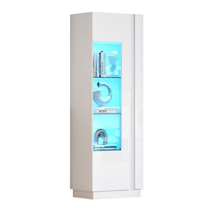 Vitrine avec porte en acryliquevitrine brillante avec éclairage LED3 étagères en verrebuffet hautmeuble de