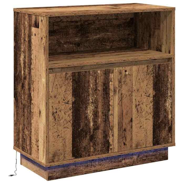 YUN@Buffet Bas Bahut Armoire Commode Sidebord avec LED Bois ancien 71x34 5x75 cm - bois dingénierie @1992@