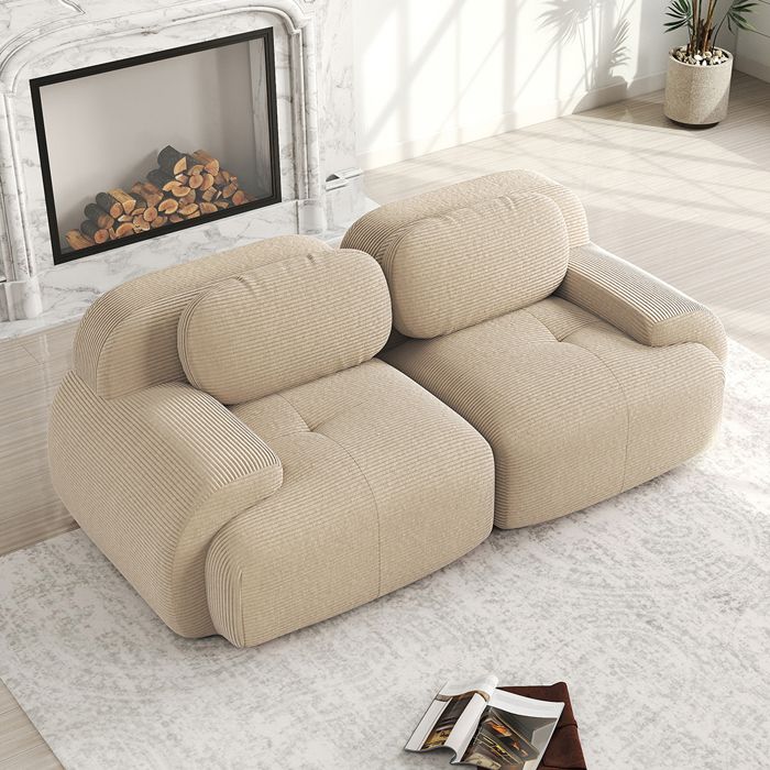 Canapé Modulable Canapé loveseat Beige - 82 velours côtelé hautement élastique modulaire modulaire avec accoudoirs incurvés Canapé Modulable Canapé loveseat Beige - 82 velours côtelé hautement élastique modulaire modulaire avec accoudoirs incurvés