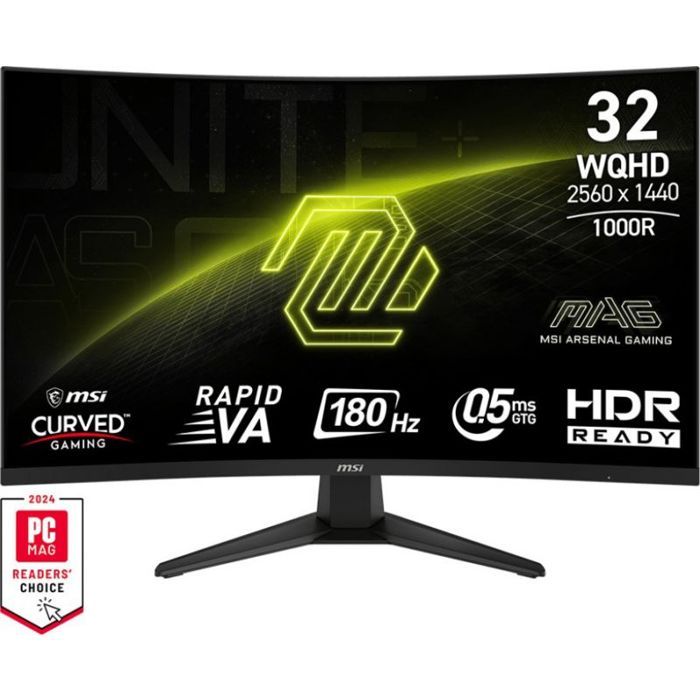 MSI MAG 325CQF Écran Gaming incurvé 32" WQHD Dalle Rapid VA 2560 x 1440 180 Hz / 0 5 ms GtG Min. Adaptive Sync DP 1. HDMI 2.0b CEC USB Type C DP Alt. / PD - vue 2