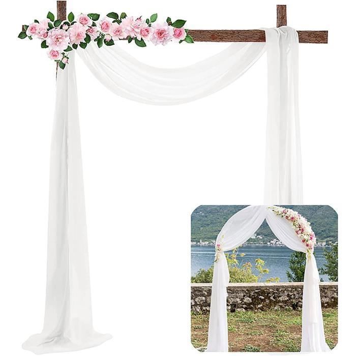 Voilage Blanc Mariage Tenture Mariage Decor pour Arche Rideaux Salon Écharpe de Fenêtre Voile Draperie Souple Transparent blanc
