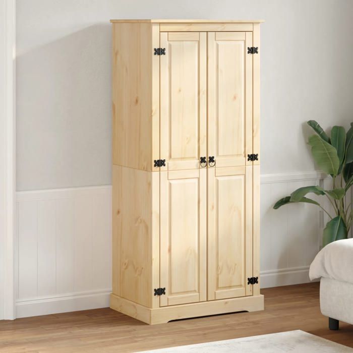 Brun Garde-robe JILLS Armoire penderie Pour chambre Corona 76x50x170 cm bois de pin massif LV1526