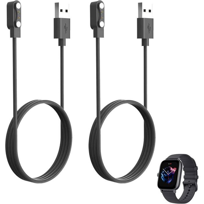 Chargeur montre connectée magnétique-KAL-Lot 2 Câbles Charge Usb 2 Pins 4mm Pour Smartwatch UniverselMagnétiqueUsb