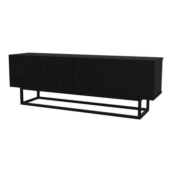 Meuble TV Verpsboga avec piètement court 135 x 32 x 47 cm noir Meuble TV Verpsboga avec piètement court 135 x 32 x 47 cm noir