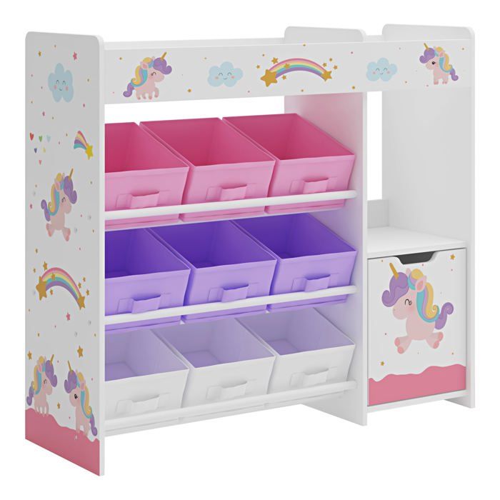 Étagère design intemporel salon chambre meuble de rangement enfant à motif licorne 80 x 90