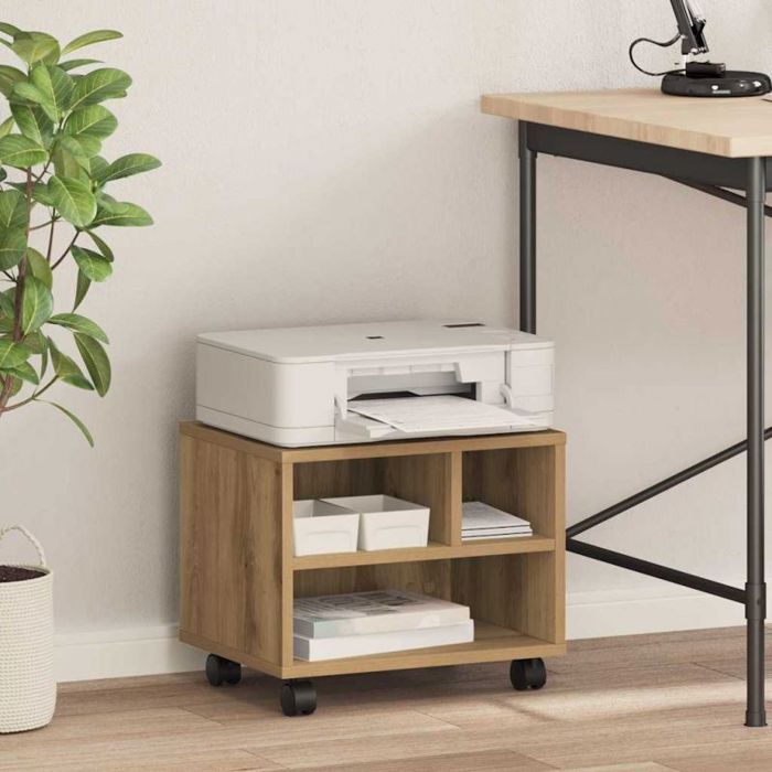 Support dimprimante Vidaxl sur roulettes - Desserte de bureau chêne 41 x 32 x 335 cm