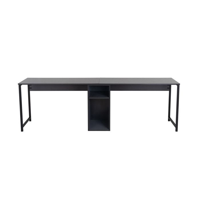 Bureau en bois Twin Study Desk - 240 x 60 x 74 cm - AnthraciteNoir