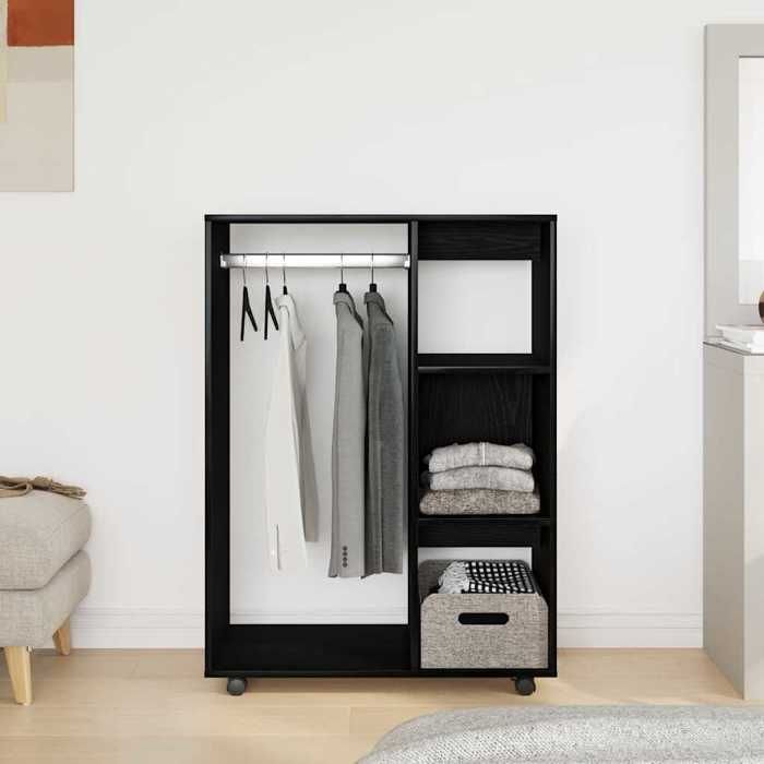 Black FridayArmoire Penderie - Armoire de Rangement Chambre en chêne noir 80x40x110 cm Bois dingénierie 03_28694636
