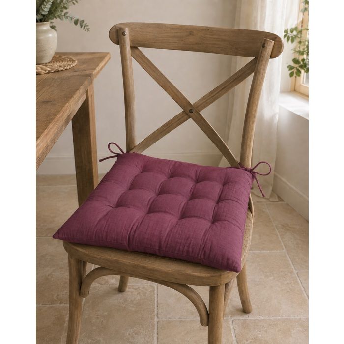 Assise de chaise matelassée en coton 38 x 38 cm Pop colors pourpre Assise de chaise matelassée en coton 38 x 38 cm Pop colors pourpre
