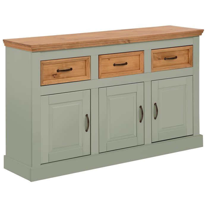 Selma - Buffet Avec 3 Portes Et 3 Tiroirs En Pin Vert
