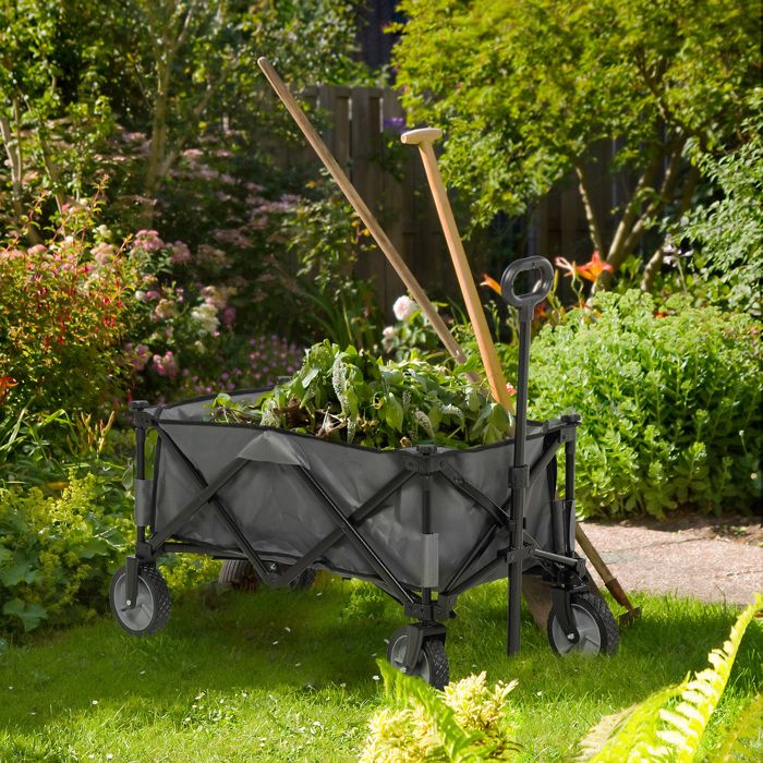 Chariot de jardin pliable - AKOZON - 10767 - bâche amovible - poignée télescopique - sac détachable 125L