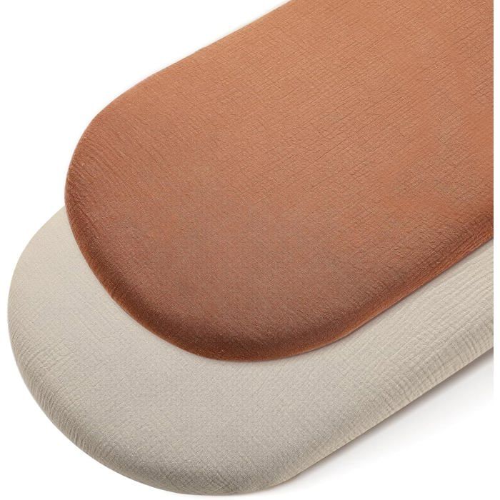 2 drap housse mousseline de coton ajustement universel élastique 360 degrés lavable en machine pour couffin et lit bébé .