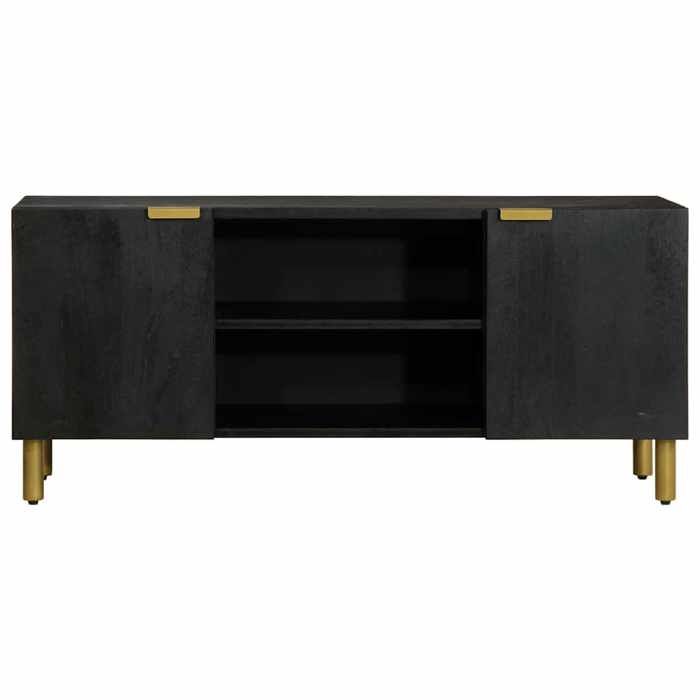 Meuble TV - vidaXL - bois dingénierie - noir - grand rangement - style industriel - 105 x 33 x 46 cm 412vqp68d