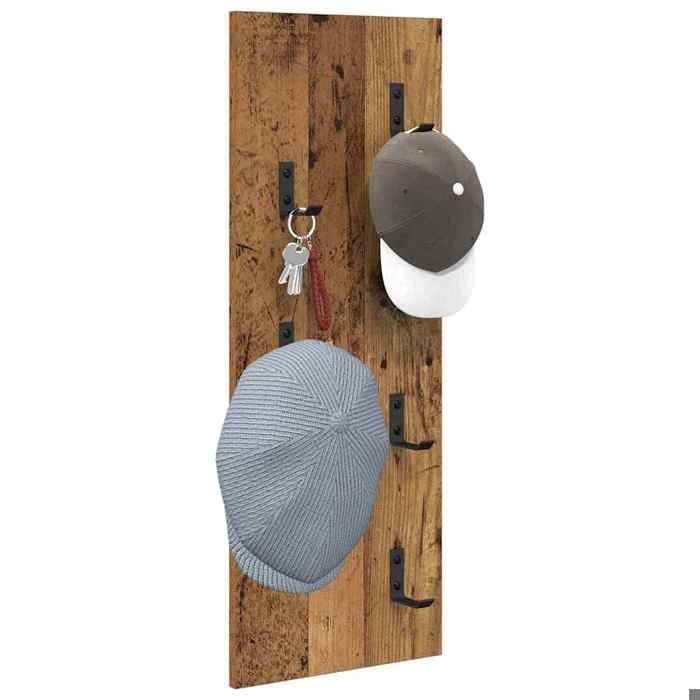 Meuble Étagère - Marron - Porte-manteau mural - 1 pc - Montage mural Bois ancien 30x15x80 cm B5038