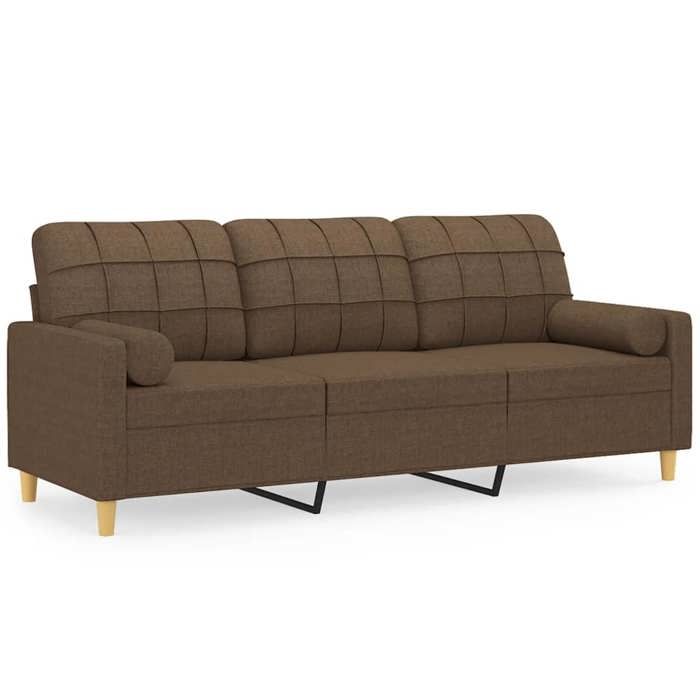 Canapé 3 Places avec Oreillers Décoratifs Marron 198 x 77 x 80 cm en tissu et métal et textilène avec accoudoirs pour Salon 552854