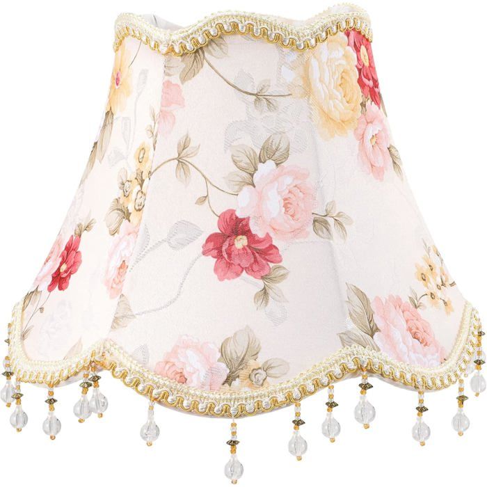 Abat-Jour À Franges Et Perles Abat-Jour Vintage En Tissu Pour Lampe De Table Culot E27 Style Européen Pour Chambre Et Salon [IN46]