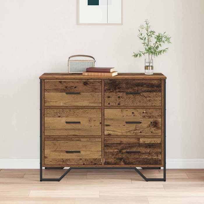 CHIC Commode 6-Tiroir Bois Ancien 91 x 355 x 745 cm avec style minimaliste &vxq45u