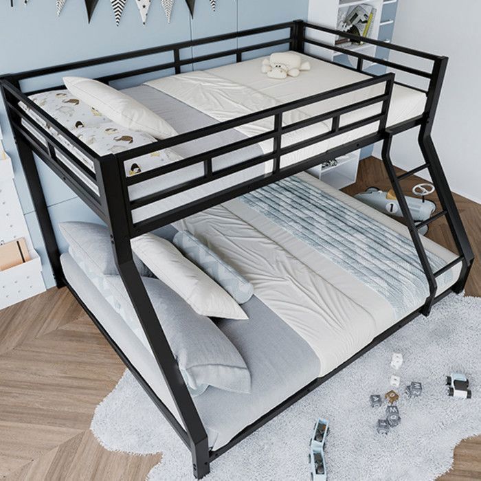 Piaenon - Lit superposé 90x200/140x200 cm lit enfant avec échelle barrières EN747 - noir