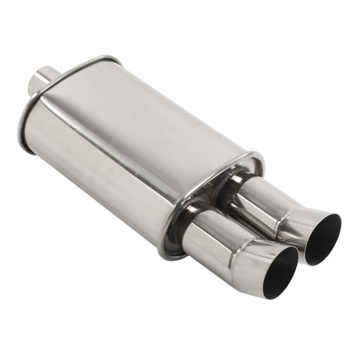 Silencieux Échappement Voiture Universel RYSH - Acier Inoxydable Argenté - Style DTM - Son Profond - 63mm Entrée