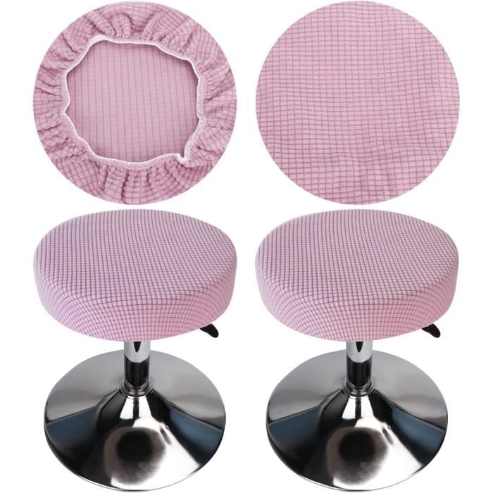 Housse de chaise - Non spécifié - Housse de tabouret rond - Tissu extensible - 2 pièces - Rose