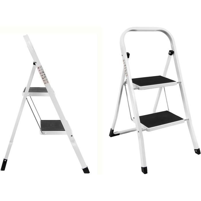 Escabeau 2 Marches Acier BM Tools - Hauteur Travail 47cm Anti-dérapant