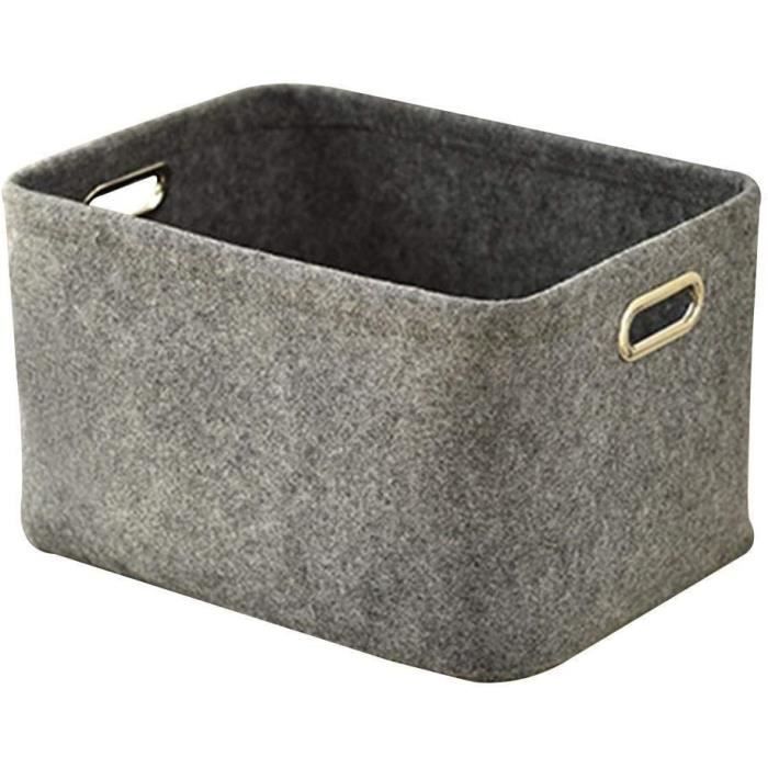 2 Cestini In Feltro Con Maniglie - Grigio E Nero, 39x29x25 Cm - Per Vestiti, Giocattoli, Libri