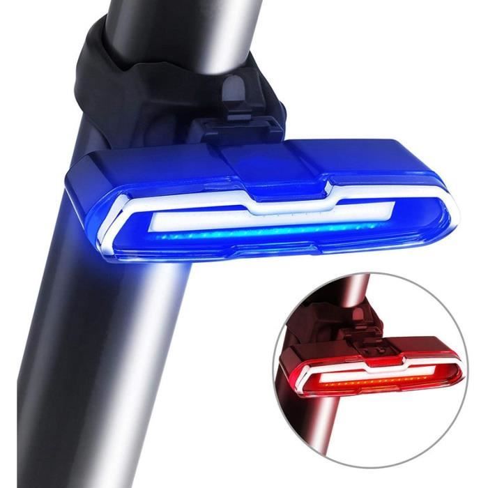 Kqcibz Phare arrière de vélo ultra lumineux rechargeable par USB - 5 modes d'éclairage - Rouge + bleu