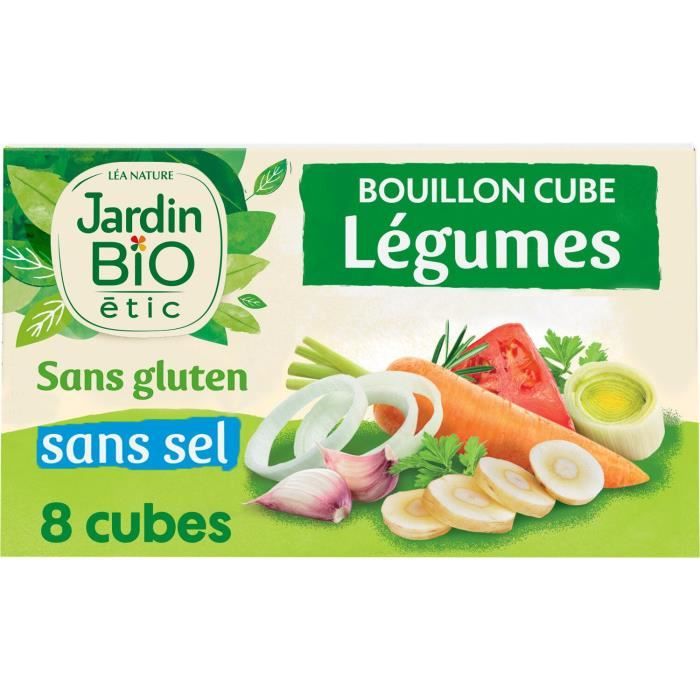 LOT DE 2 JARDIN BIO Bouillons Cubes Légumes Sans sel Sans gluten