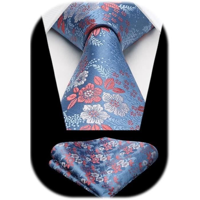 Ensemble cravate et pochette de costume décontractées bleu royal / noir à motif cachemire style libre - Canada