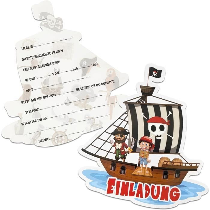Lot 12 Cartes Invitation Anniversaire Luffy Avec Quiz - Inclut Stickers, Autocollants Dorés, Enveloppes