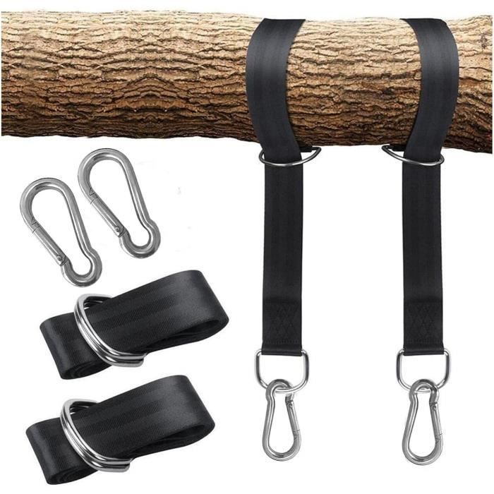 Kit 2 Sangles Suspension Balançoire Arbre Avec Mousqueton - Pour Balançoire Et Hamac