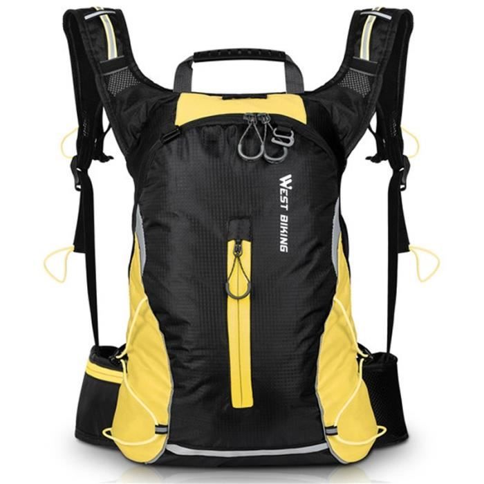 Sac à Dos - 16L - Nylon - Ergonomique - Bandes Réfléchissantes - Jaune
