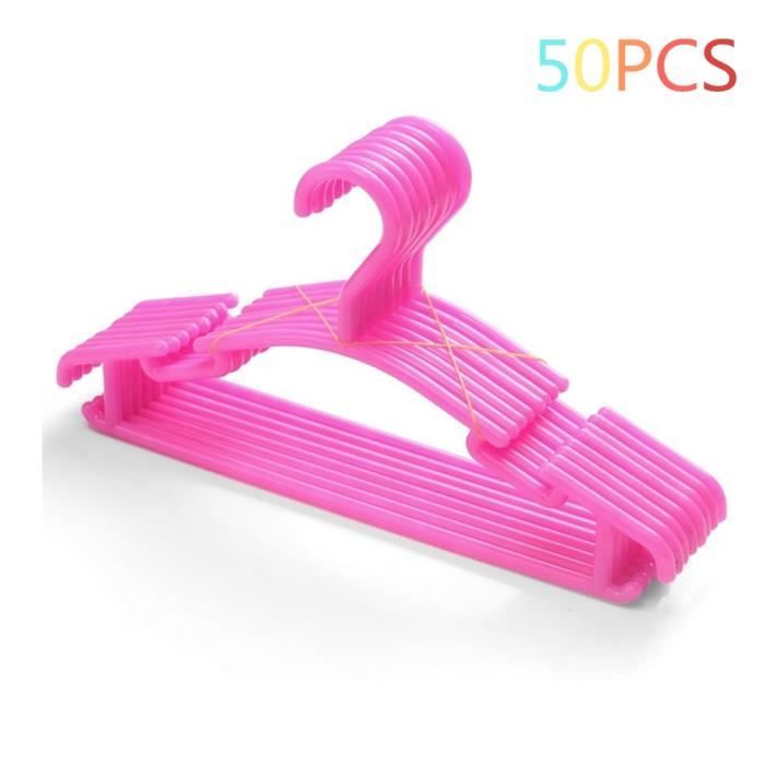 Lot De 50 Cintres Pour Bebe Et Enfant En Plastique Sur Crochet 27x15 Cm Rose Cdiscount Maison