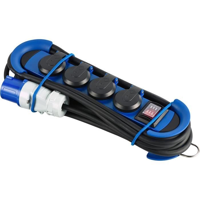 Multiprise CEE Cartrend Explorer - 1 Prise + 2 Coupleurs - IP44 - 16A 250V - Pour Camping-car, Caravane