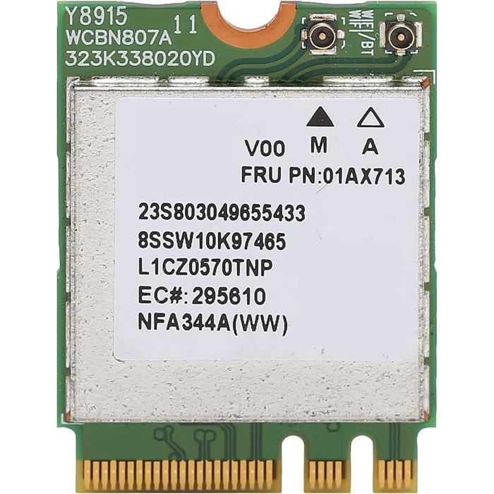 ASHATA Carte Réseau WiFi, Carte Réseau Fil M.2 WiFi 867Mbps BT, Carte WiFi Plug And Play NFA344A Pour 710S E470 E475 E570 E575 V310 Yoga 710 720 910 Series