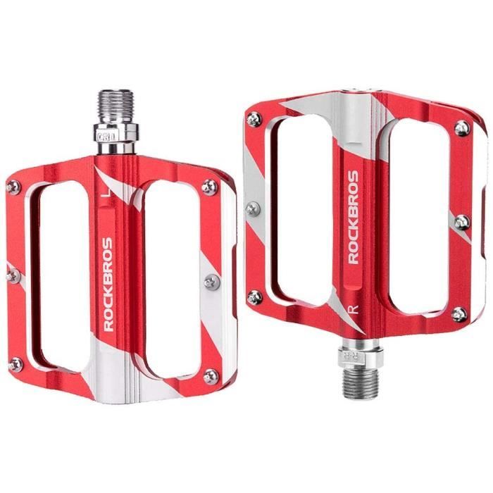 ROCKBROS Pédales VTT BMX Cyclisme Pédales Plates Vélo MTB Anti-Glissant 9//16/"