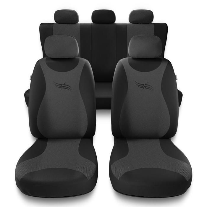 TR-G1 Noir Gris - Housses de sieges universelles compatibles avec RENAULT CLIO 2 3 4 II III IV PU1349