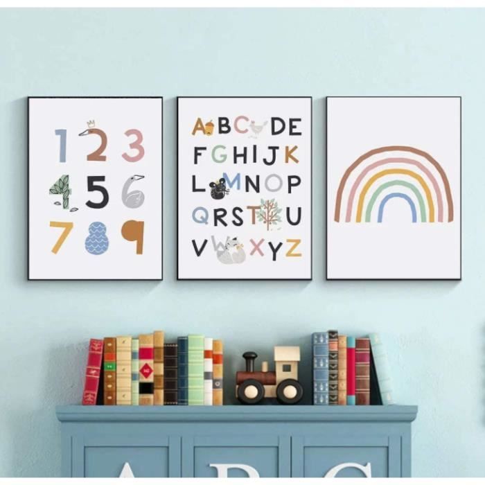 Poster Alphabet Enfant 30x40cm - Apprentissage Lettres Et Animaux - Déco Chambre Bébé - Cadeau Naissance éducatif