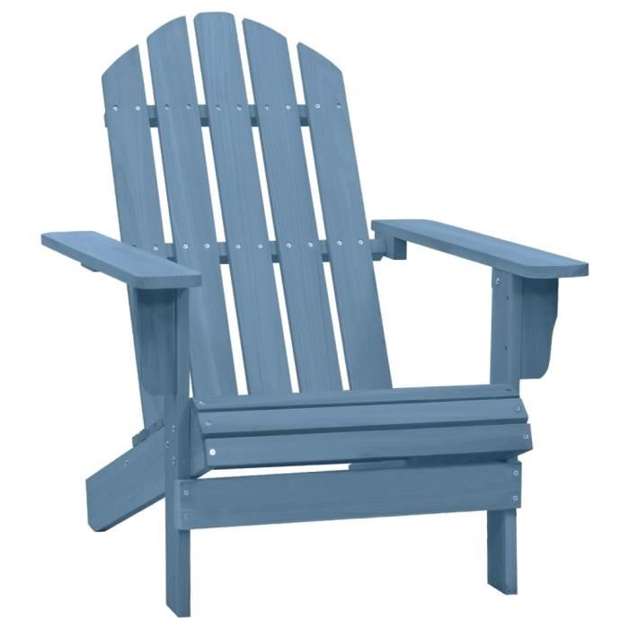 STAR® FAUTEUIL DE JARDIN - Chaise de jardin Adirondack Bois de sapin massif Bleu 69,5 x 86,5 x 89,5 cm|7549
