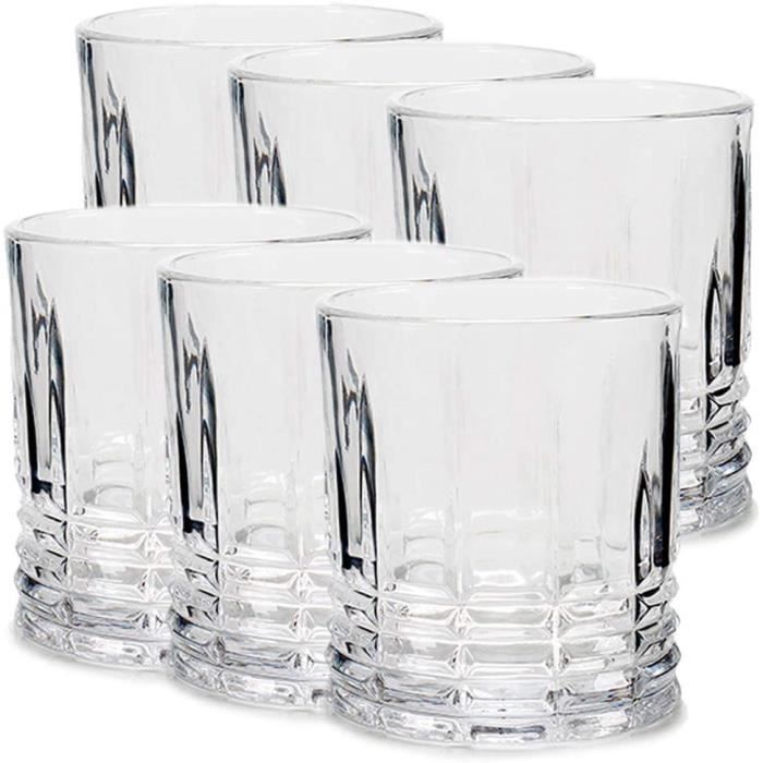 Transparents Verres MGE Design Intemporel Verre /à Eau Lot de 6 Verres /à Whisky Tasses en Verre